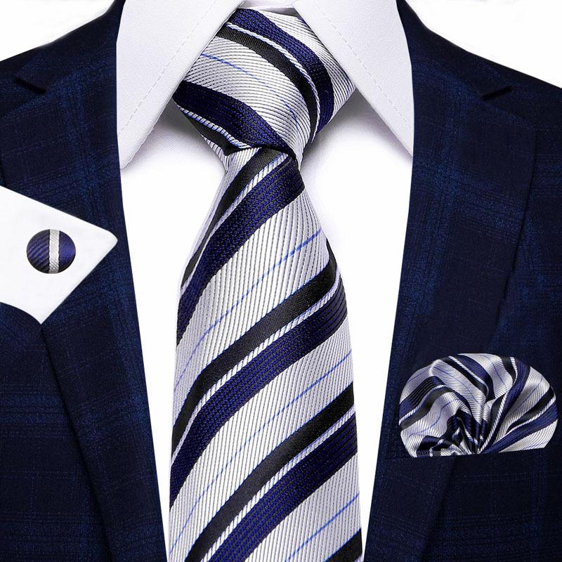 Men'S Business Tie Set, Tie Bow Tie Pocket Towel Cufflinks 3-Piece Set