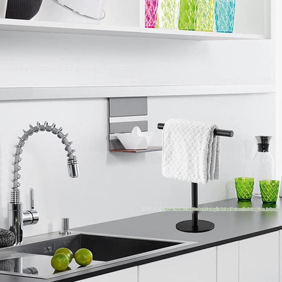 Space-Saving Vertical Towel Rack for Bathroom or Kitchen Countertop Storage
