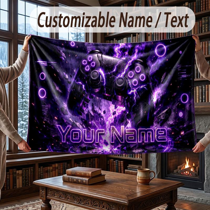 Neon Colorful Theme Throw Blanket Custom Name Text Personalized Blanket Soft Cozy Blanket for Home Sofa Bed