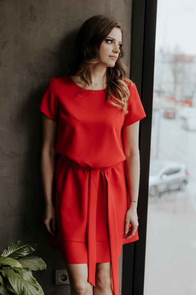 Dress with Double Skirt T374 Raspberry XS