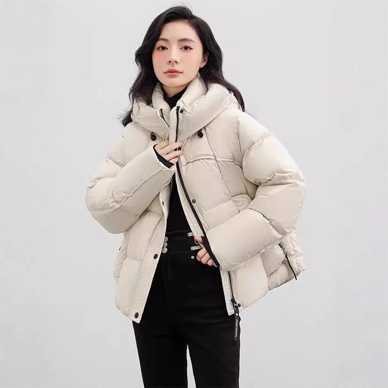 3D Pocket Winter Down Jacket: New Korean-Style, White Duck Down, for Petite Figures - Versatile Cold-Protection Wear
