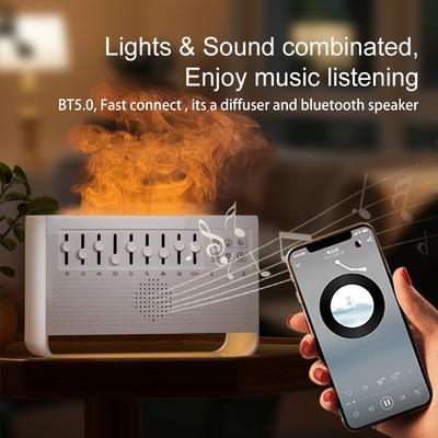 Zvlhčovač vzduchu 3v1 Flame Ultrazvuková aromaterapie Kombinace bílého šumu 8 a hudebního přehrávače Bluetooth Rozptyl vůně