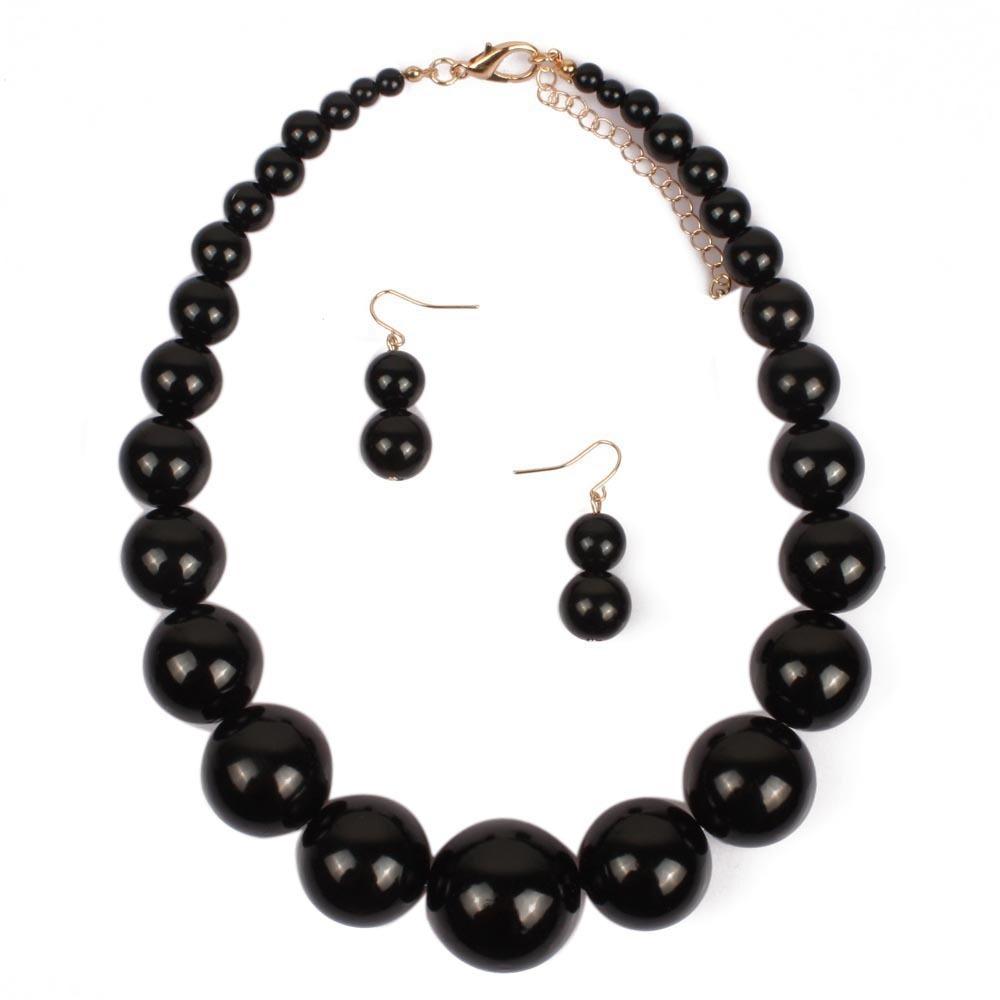 Elegant Large Pearl Necklace Set Exaggeration Neck Jewelry Big Ball Beads Chain Choker  Wedding