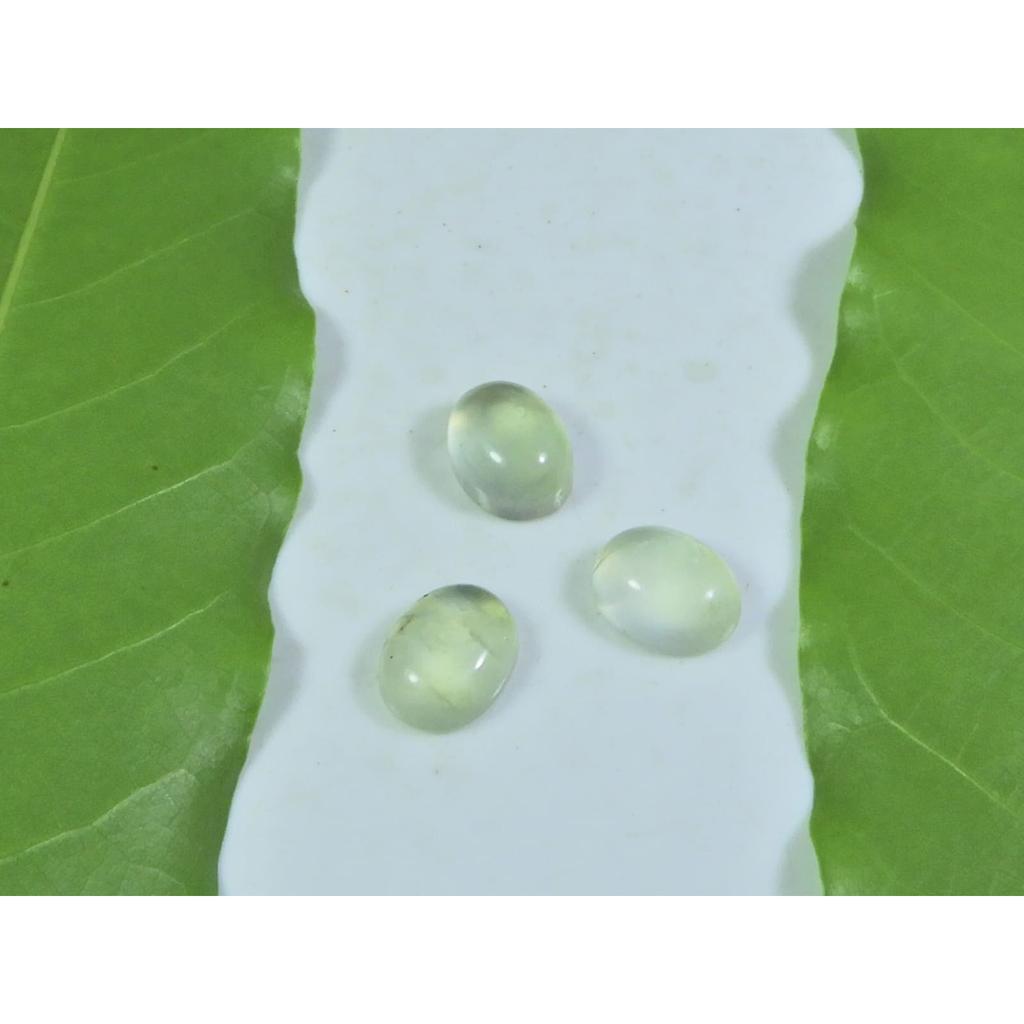 7X10 MM Natural Prehnite Oval Cabochon Loose Gemstone 3 Pcs Lot A-276