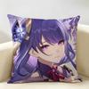 Raiden Shogun Genshin Impact Cushion Cover Natural Linen Organic Fabric DoubleSided Printing Room Sofa Decor Pillow Case