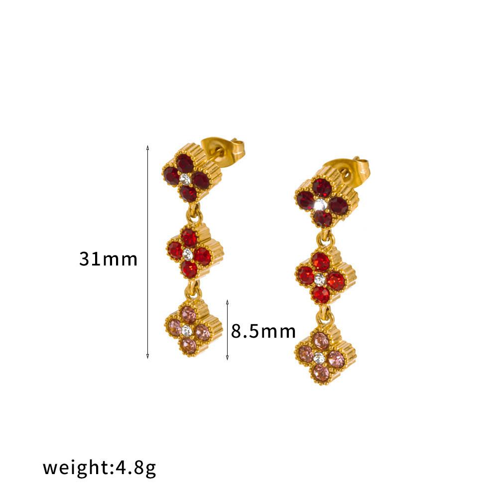Four Leaf Clover Necklace And Bracelet Set With Zirconia And Stainless Steel For Elegant Casual Wear