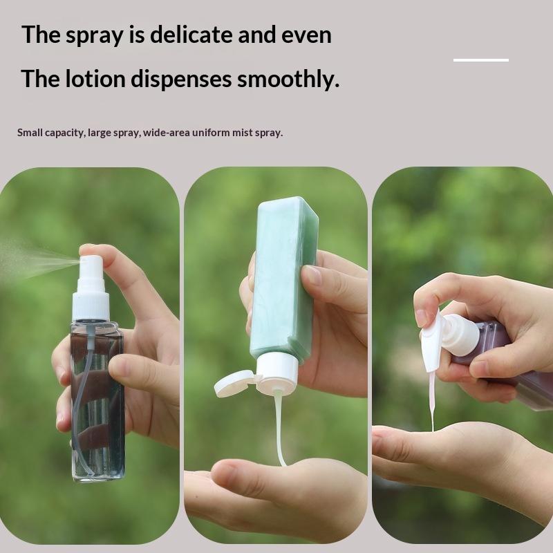 60ml 4-in-1 Refillable Travel Bottle Kit, Combined Dispenser for Shampoo, Shower Gel, Hand Wash and Lotion