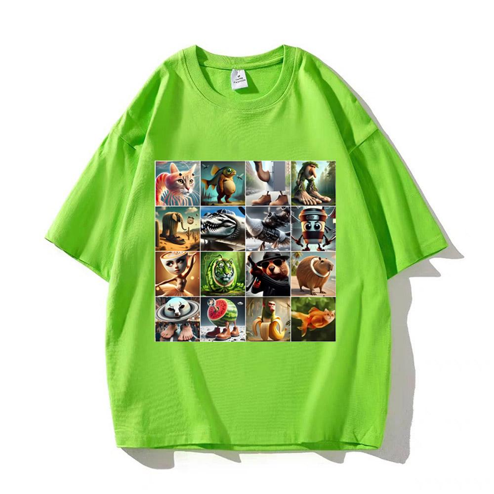 Brainrot Meme Italian for Men Women T-Shirt Brain Rot-style Imitation Art Y2k High Quality Cotton Graphic Tee