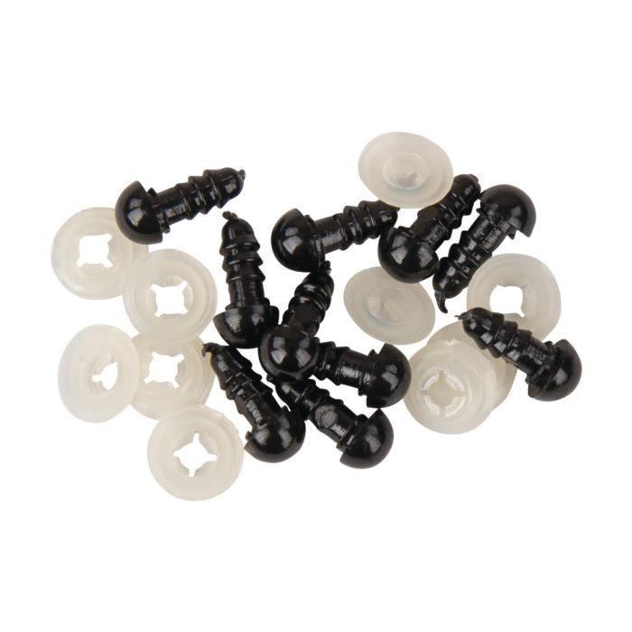 Yeux de sécurité en plastique - RAYHER - 6mm - Noir et blanc - Lot de 10