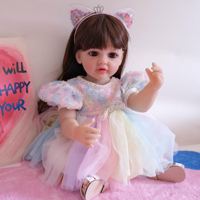 Lifelike 55cm Full Silicone Body Reborn Baby Doll Betty So Truly Like Toddler Baby Dolls for Girls Straight Leg Standing Reborn Boneca Menina Kid Gift