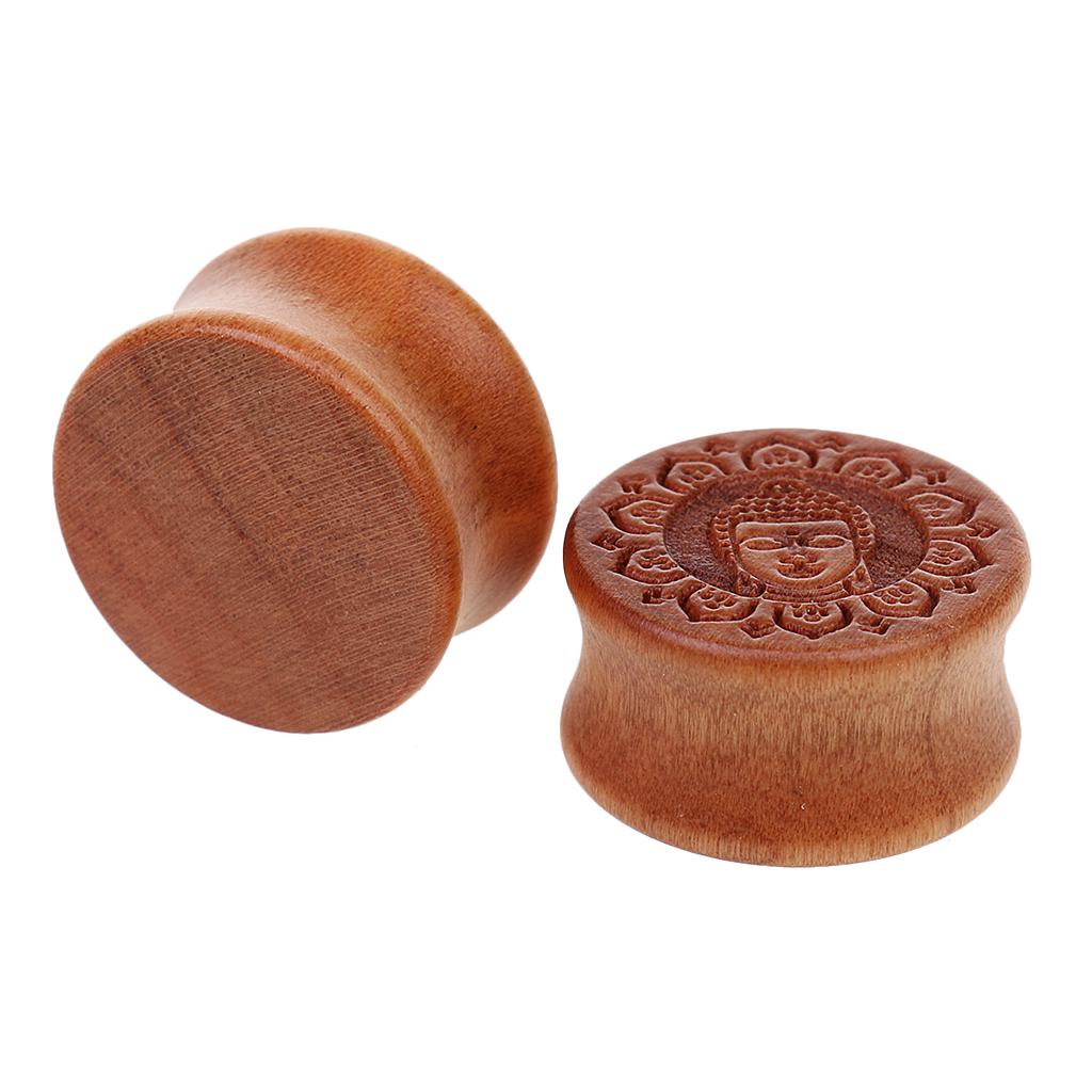 1 Pair Chic Wood Natural Hand Carved Ear Plugs Tunnels Gauges Expander
