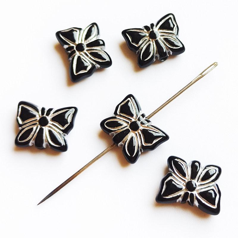 Black Silver-Lined Rose Butterfly DIY Acrylic Beading Accessories