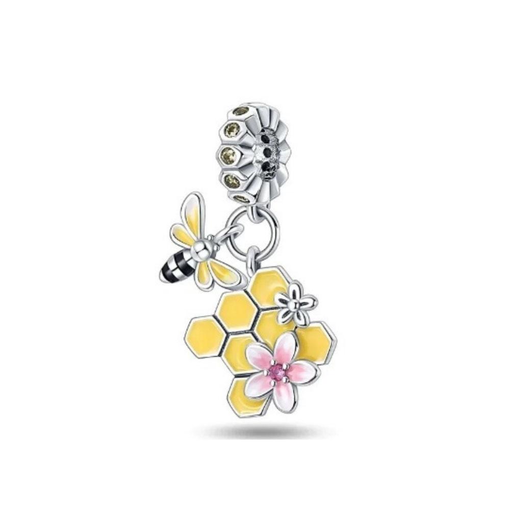 Copper Yellow Honey Bee Pendant Charm Light-In-Dark Firefly Bead Fit Original Bracelet Jewelry For Annversary Gifts