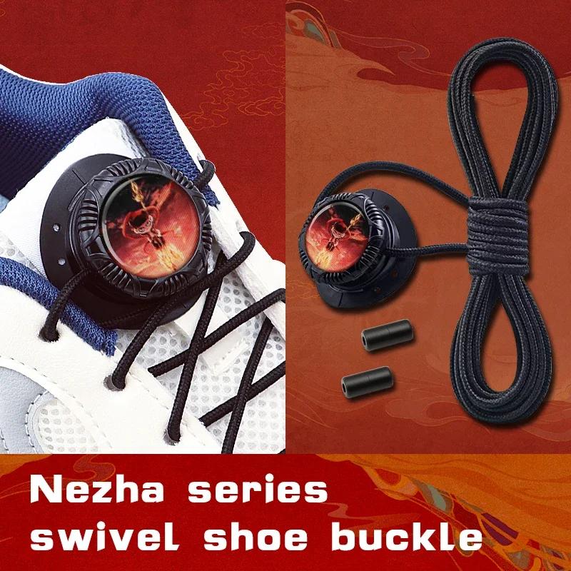 1Pair Swivel Buckle Laces Thick Rope Sneakers Shoelace Nezha Automatic Shoelaces Without Ties Install Simple Shoes Accessories