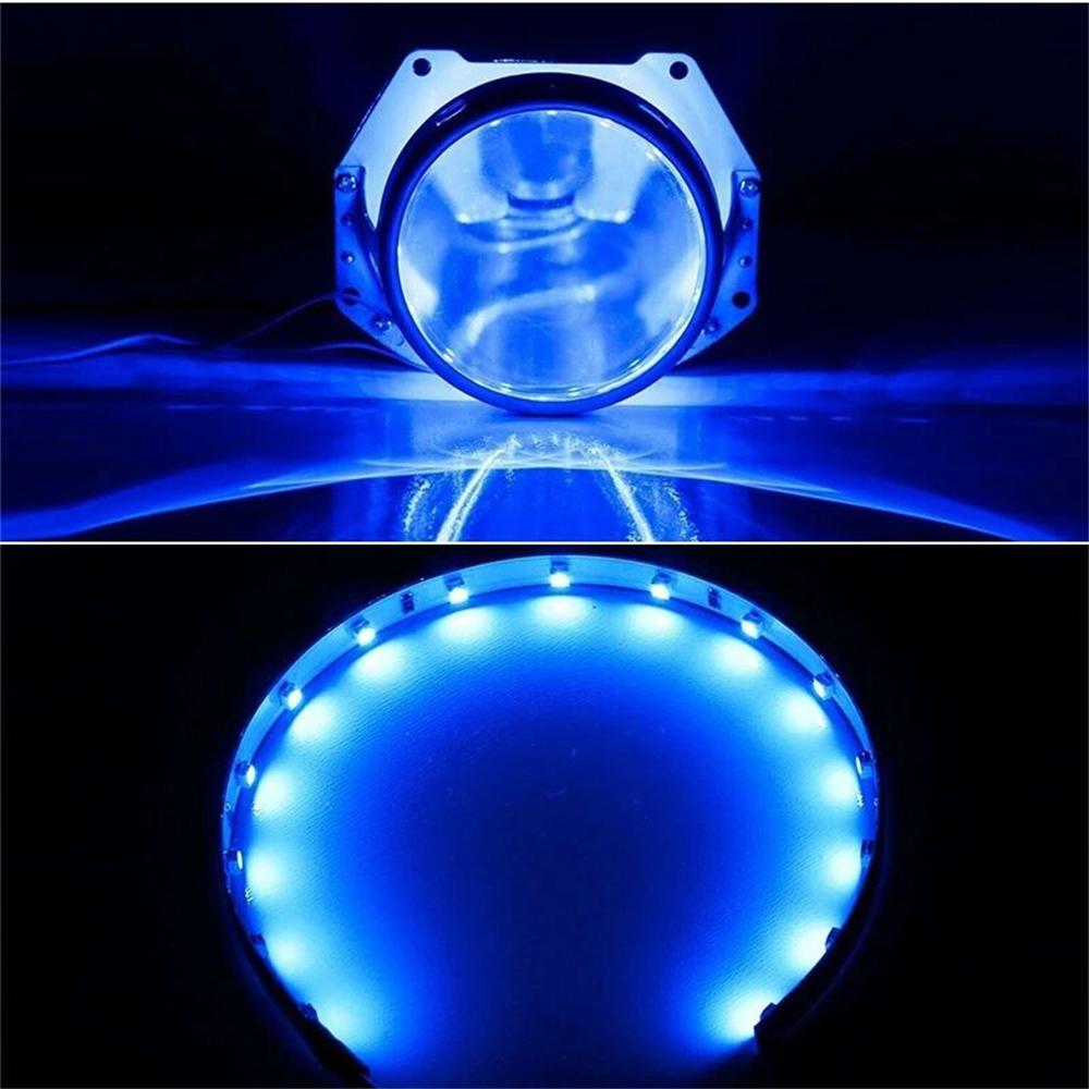 Sada 2 ks DIY Devil Eyes LED Halo Rings Kit HID projektor světlometů do auta 360° Demon Eyes LED světla upravená Q5 Hela Lens