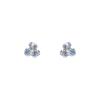 S999 Pure Silver Iris Ear Thread Earrings with Blue Zircon Flower Design