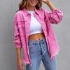 Europäischer Stil Mittellange ausgefranste Jeansjacke - Damen Herbst/Winter 2025 Langarm Lässig Revers Oberteil