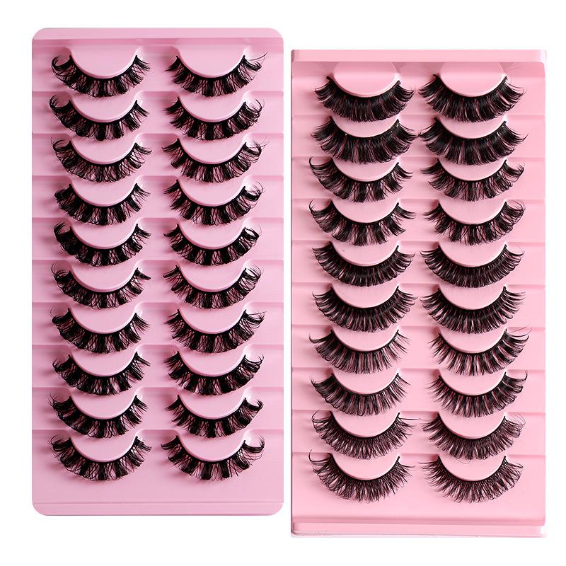 10 Pairs Of False Eyelashes, Large Curls, Natural Chemical Fiber Curls, Thick And Natural Eyelashes