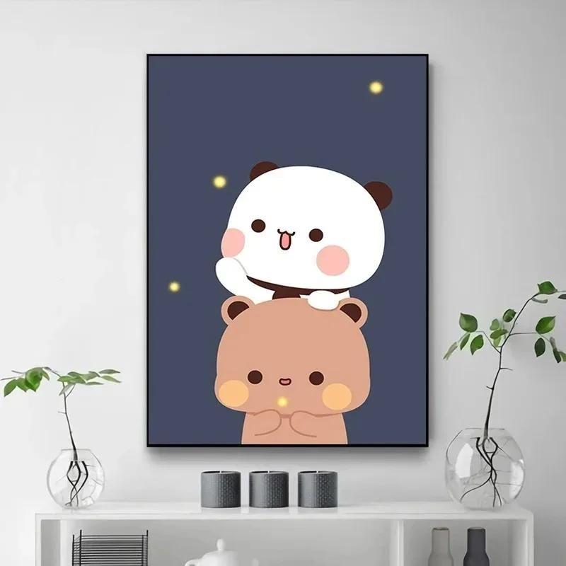 Bubu and Dudu Anime Canvas Poster Cute Living Room Wall Art Print Home Decor Painting for Bedroom and Office Modern Aesthetic W
