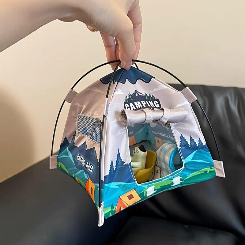 Mini Tent Desktop Ornament Creative Desk Toy Niche Miniature Shooting Prop Entryway Living Room Office Cubicle Home Decor Accent