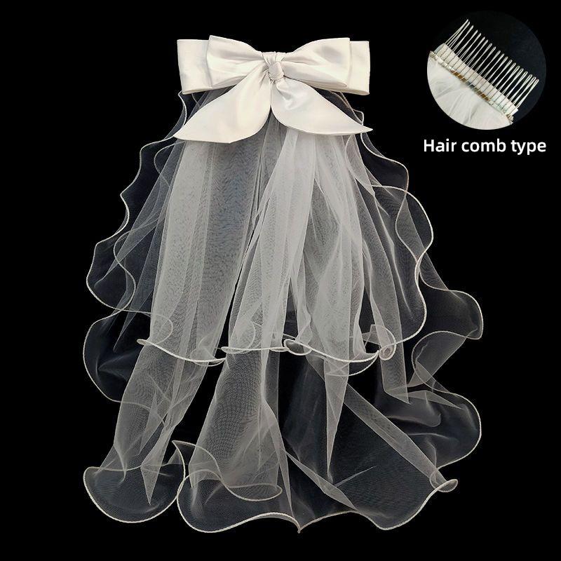 Short Headdress Bridal Wedding Photo Bow Headdress