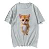 Summer Men's and Women's Fun and Quirky Cat Print Casual T-shirts Harajuku Girls and Boys Fashion Clothing