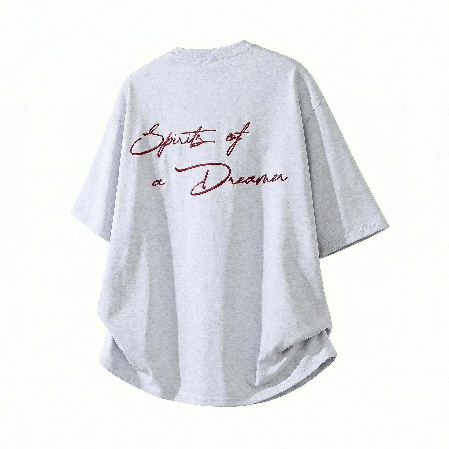 

Men s Summer Retro Floral Letter Print Cotton T-shirt - High Street Trendy Style XXXL білий/сірий колір