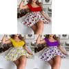 Urban Style Sleeveless Polyester Collage Womens Summer Dress With Pleated Skirt For Casual Wear