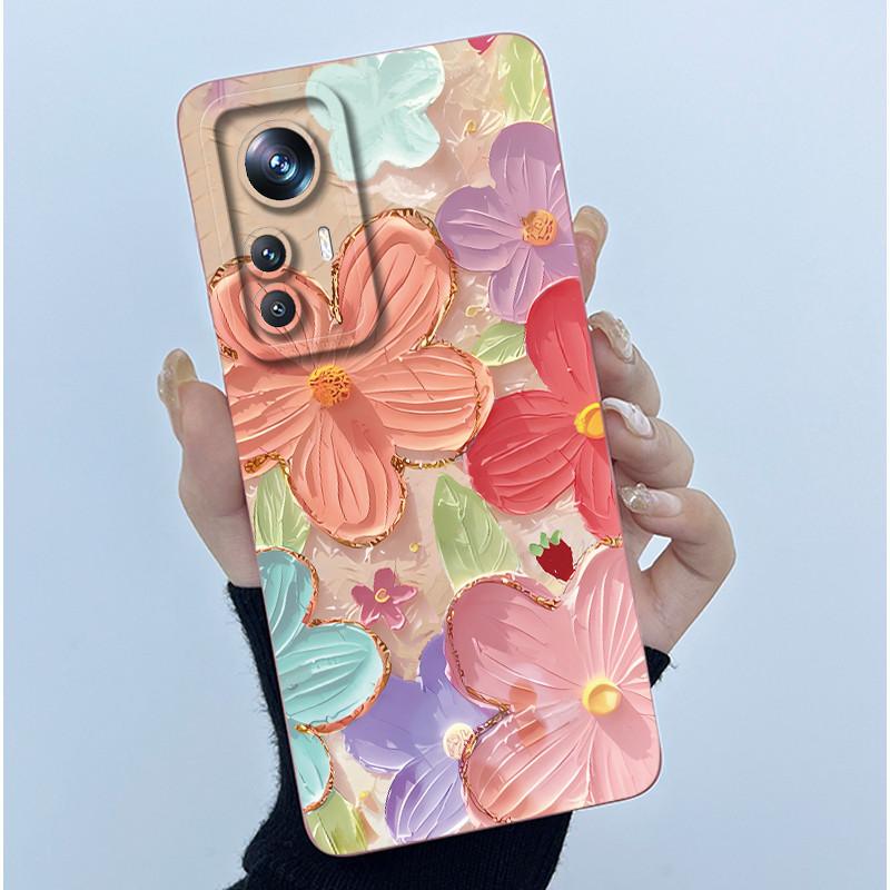 For Xiaomi 12 Lite 12T Phone Case Fashion Simplicity Oil Painting Cover Soft Liquid Silicone Shell For Xiaomi Mi 12T Pro Fundas