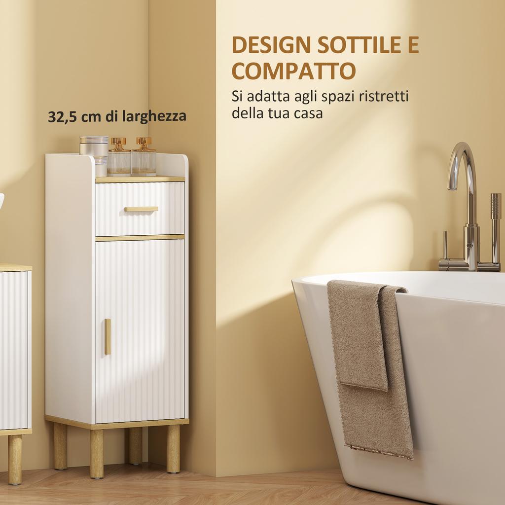 Narrow Bathroom Cabinet with Adjustable Shelf White