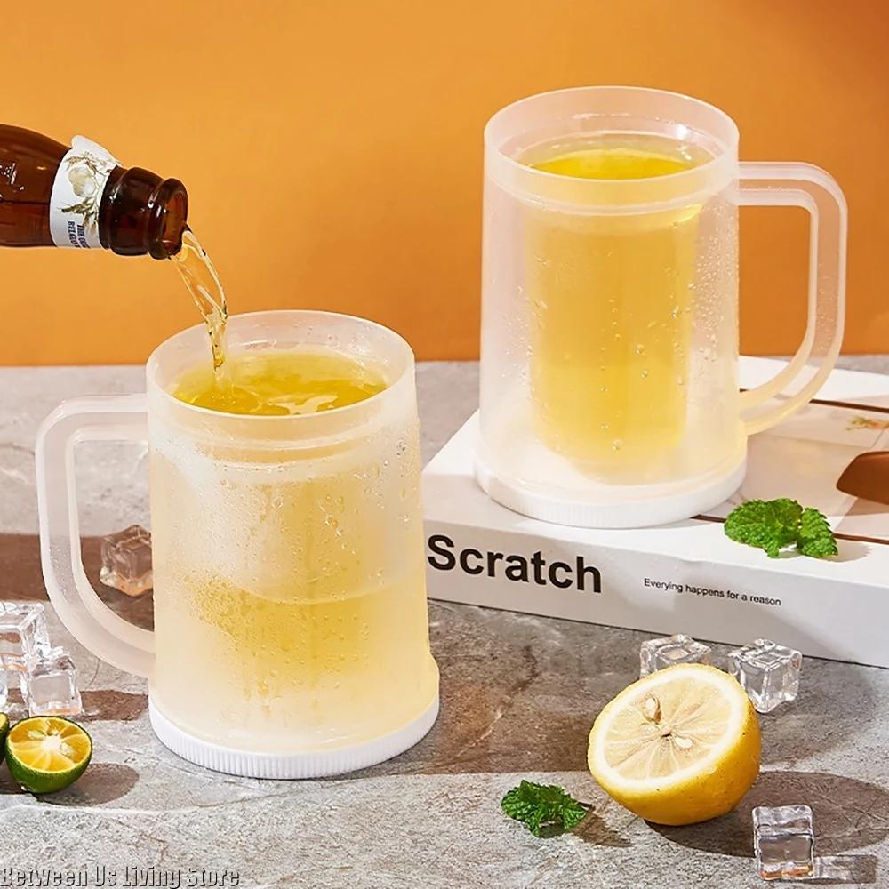 Tasse à Glace Double Couche Congélation Rapide Tasse à Bière Verres Transparents Sans Fuite Sans Dilution pour l'Été Chaud Maison