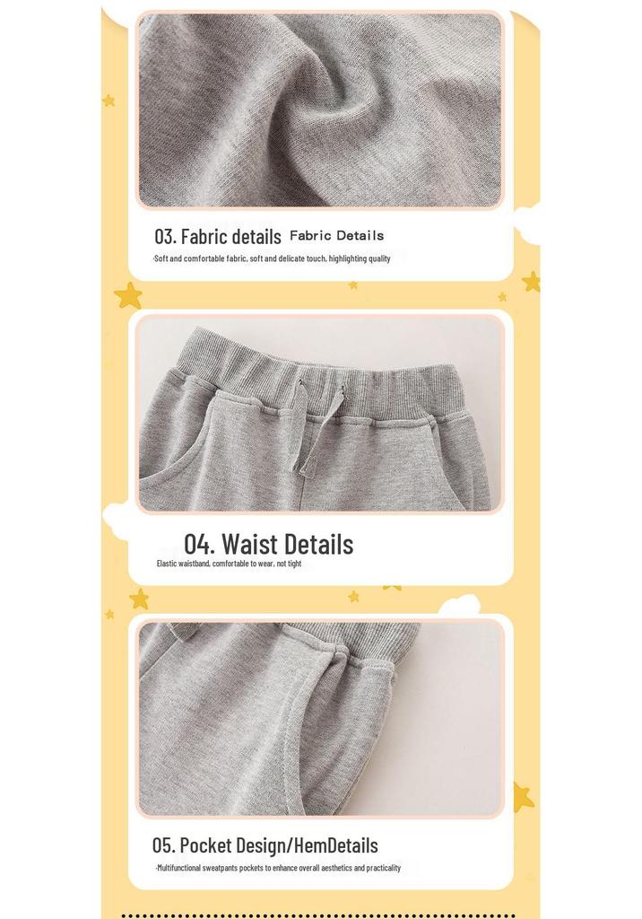 Autumn New Boys' Cartoon Embroidered Cotton Sweatshirt and Sweatpants Set