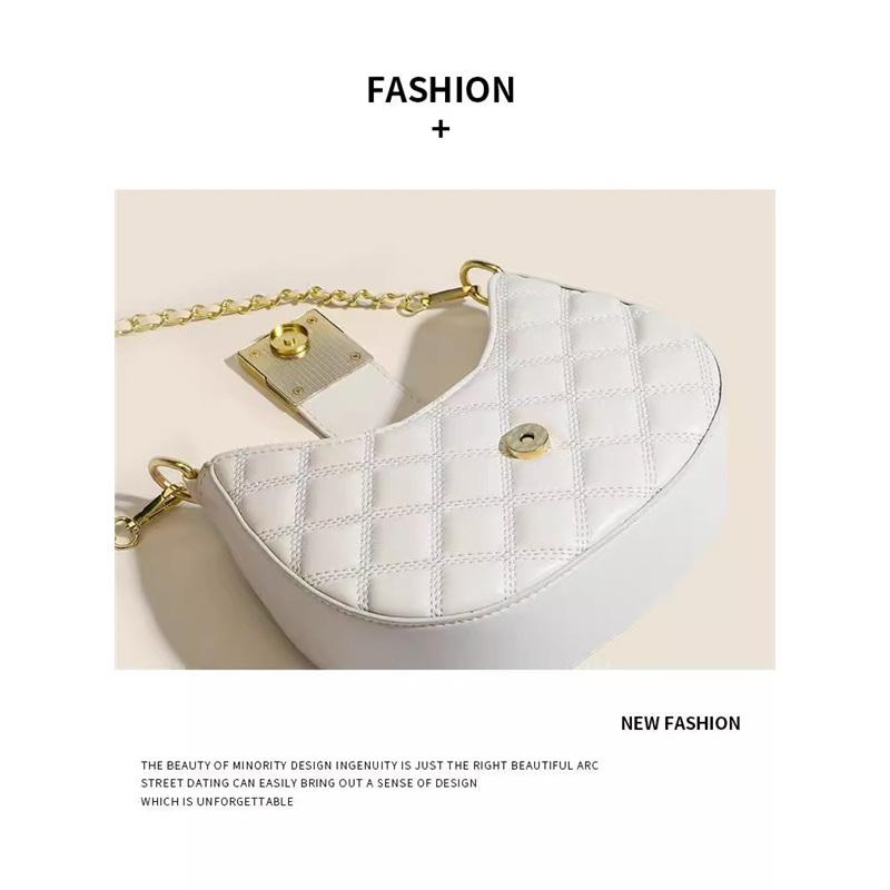 Elegant Niche Quilted Rhombus Shoulder Bag Luxury Texture Ladies Versatile Chain Underarm Crossbody Daily Handbag