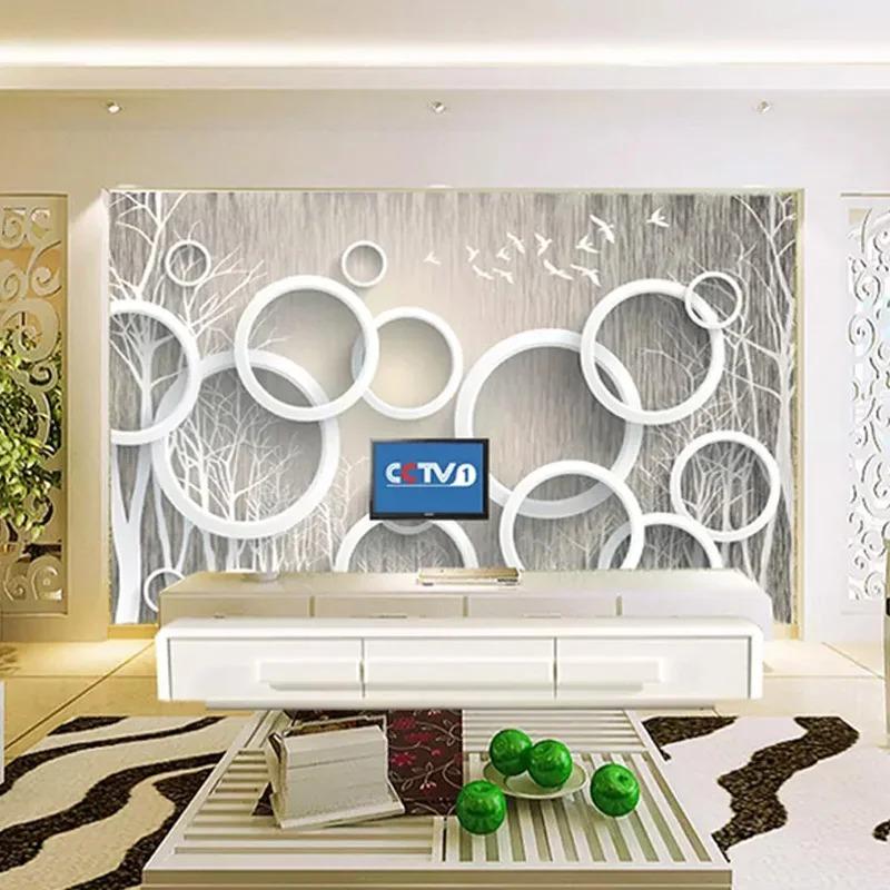 Modern Abstract Wallpaper Art Circle Forest Photo Wall Mural Living Room Tv Sofa Background Wall Painting Frescoes
