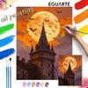 Halloween Castle Full Moon Bats Digital Oil Painting Coloring Painting Hand Painting Home Decoration