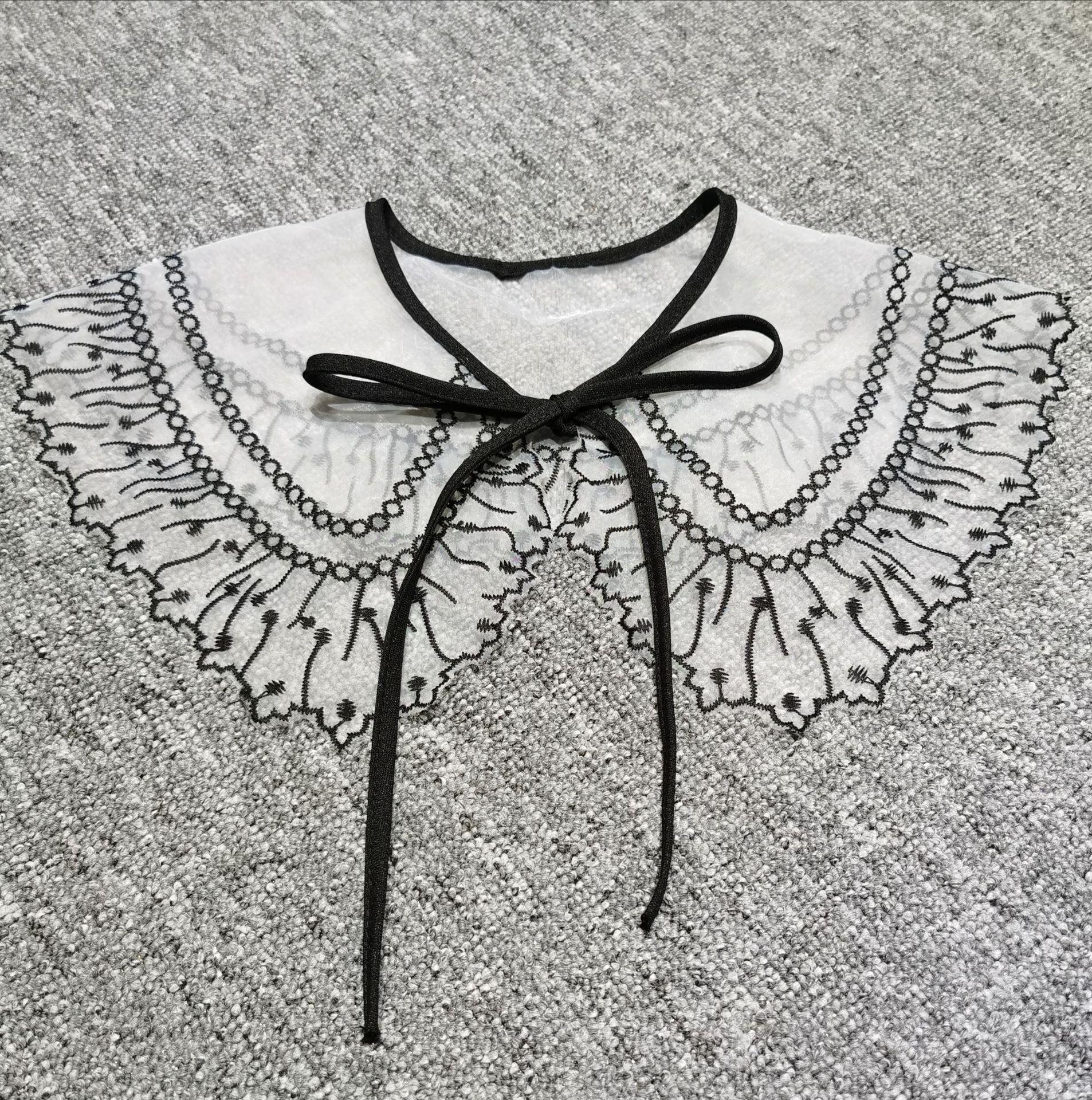 

Lace Hollow Organza Embroidered Collar Women S Dress Sweater With Fake Collar Shawl