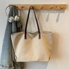 Women Stylish Canvas Shoulder Bag Large Capacity Letter Print Tote Handbag for College Students Travel Texture Commuting Bag