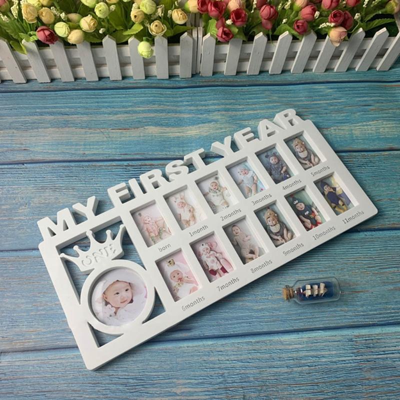 First Year Milestone Photo Frame Souvenirs My First Year Baby Keepsake Frame for Photo Memories 0-12 Months Pictures