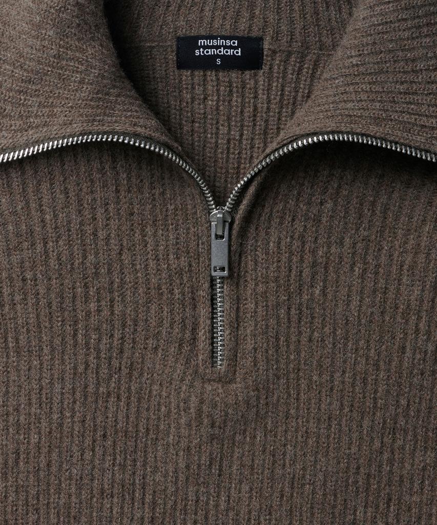 MUSINSA STANDARD WOMAN Women'S Lambswool Ribbed Knit Half Zip [Mocha Brown]