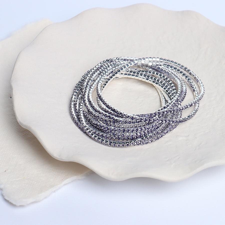 5pcs Fashion Crystal Rhinestone Stretch Bracelet For Women Elastic Wristband Wedding Bracelets Daily Female Zircon Accessories