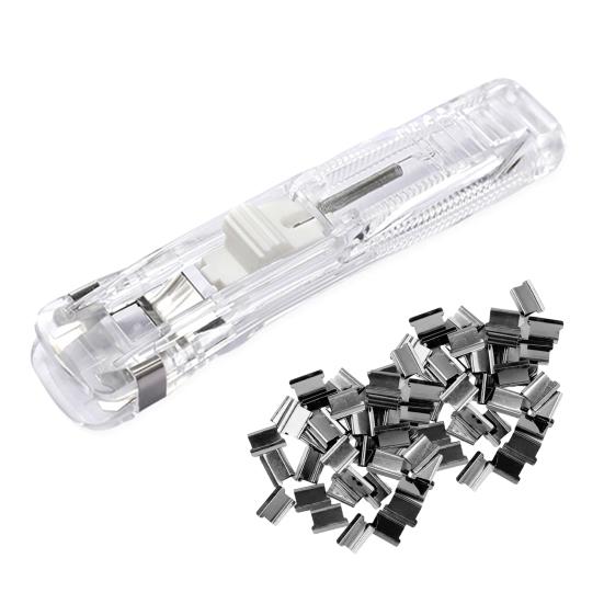 Paper Clip Pusher Set, No Hole Punching Clip Dispenser, Lightweight PC Plastic Shell Multiple Colors Office School Use