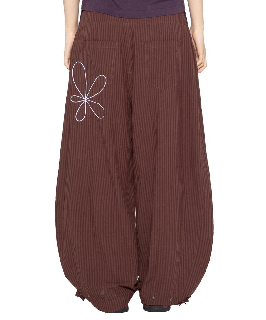 GLACK Gzp005 Cosmic Flower Seersucker Pants (Brown)