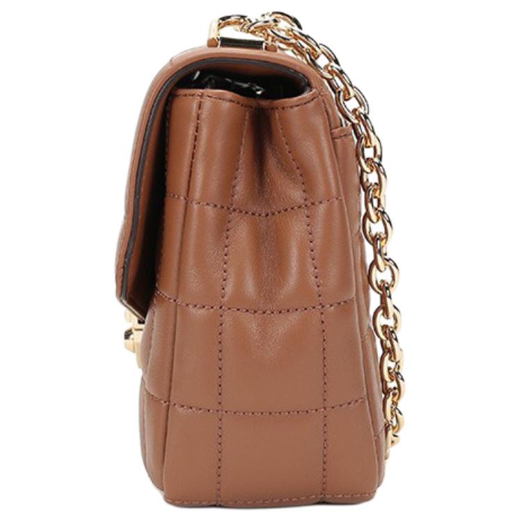 Michael Kors MK Soho Gold Buckle Flap Chain Elegant Solid Color Lambskin Shoulder Bag Crossbody Bag Large Women bags Caramel-Brown 30F0G1SL3L-230