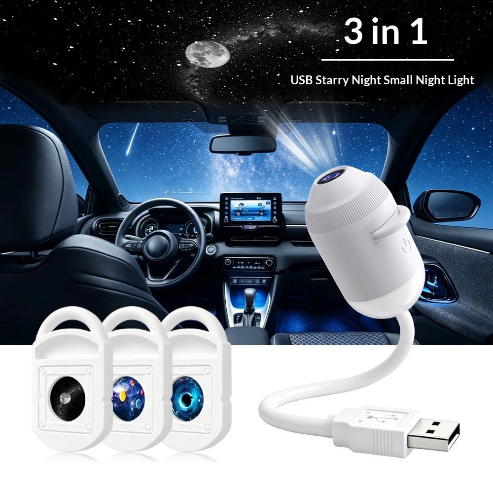 USB Car Starry Sky Projector Light Adjustable Angle Ambient Decor Lamp for Car Interior Bedroom Living Room Decoration Bulbs 7