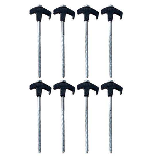 8 szt. kołków namiotowych, wytrzymałe metalowe kołki kempingowe, gwintowane kotwy, mocowane wiertarką lub młotkiem, kołki namiotowe Superior Grip na trawie, glebie, żwirze