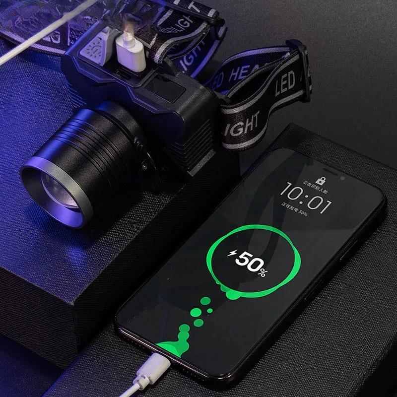 Rechargeable Portable Headlamp Super Bright Flashlight Light Waterproof Emergency Camping Cycling Searching LED Headlight