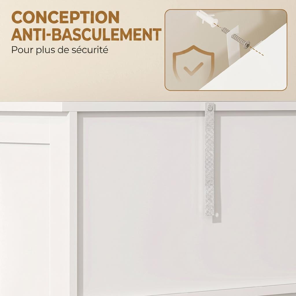 Tall Bathroom Cabinet, 6 Doors, 2 Glass 2 Louvered, Adjustable Shelf, White