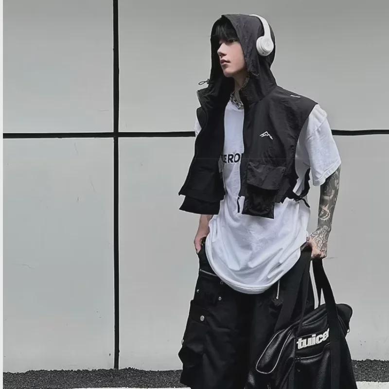 Men's American-Style Hooded Tactical Vest - Sleeveless Summer Outdoor Workwear