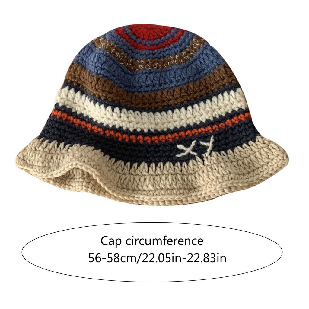 Knitted Beanie Hat for Women Y2K Striped Fisherman Hat Ethnic Style Color Contrast Cap Fashion Female Hat Teens Headwear