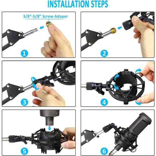 SUNMON AT2020 Windscreen Shock Mount Stand with Foam Pop Filter for Audio-Technica AT2020, AT2035, AT4040, AT2020USB, and ATR2500x Condenser Microphon